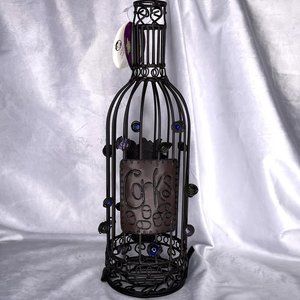 2009 Epic Products Wine Bottle Cork Cage Whimsy 14" Metal w/Glass Beads